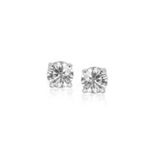 Picture of Sterling Silver 4mm Faceted White Cubic Zirconia Stud Earrings