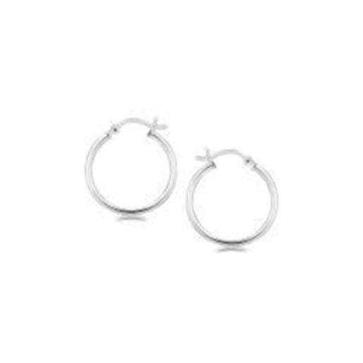 Picture of Sterling Silver Polished Thin Hoop Earrings with Rhodium Plating (20mm)