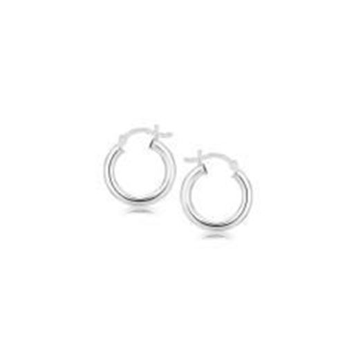 Picture of Sterling Silver Polished Hoop Style Earrings with Rhodium Plating (15mm)