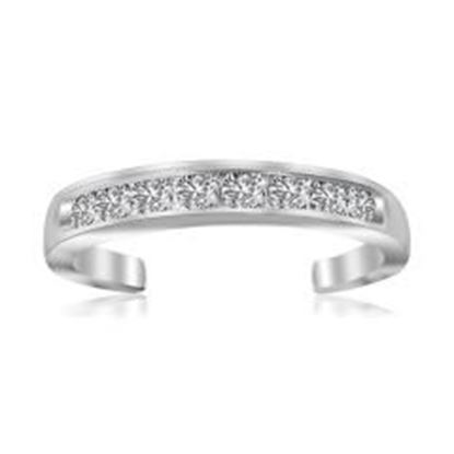 Picture of Sterling Silver Rhodium Finished Toe Ring with White Tone Cubic Zirconia Accents