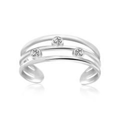 Picture of Sterling Silver Rhodium Plated Triple Line Open Motif Cubic Zirconia Toe Ring