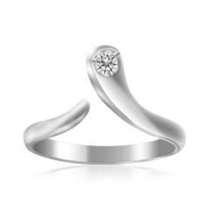 Picture of Sterling Silver Rhodium Plated White Cubic Zirconia Accented Shiny Toe Ring