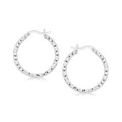 Picture of Sterling Silver Rhodium Plated Weave Like Hoop Style Earrings