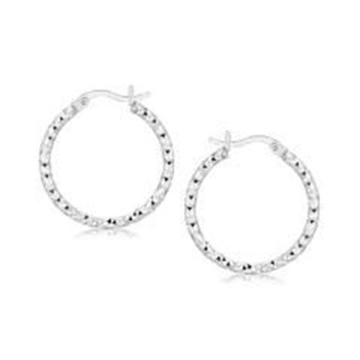 Picture of Sterling Silver Rhodium Plated Weave Like Hoop Style Earrings