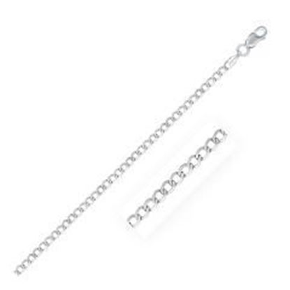 Picture of Rhodium Plated 3.0mm Sterling Silver Curb Style Chain: 16 inches