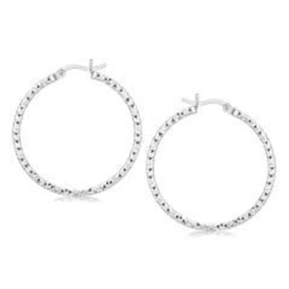 Picture of Sterling Silver Rhodium Plated Woven Style Polished Hoop Earrings
