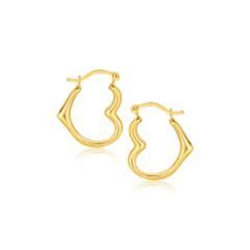 Picture of 10k Yellow Gold Heart Hoop Earrings