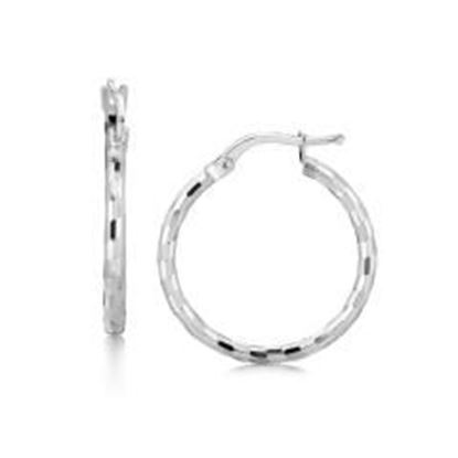 Picture of Sterling Silver Diamond Cut Hoop Earrings with Rhodium Plating (20mm)