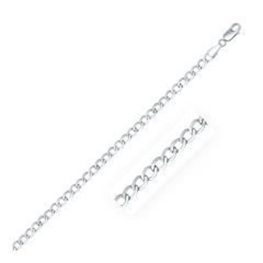 Picture of Rhodium Plated 3.7mm Sterling Silver Curb Style Chain: 18 inches