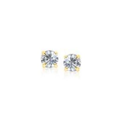 Picture of 14k Yellow Gold Stud Earrings with White Hue Faceted Cubic Zirconia