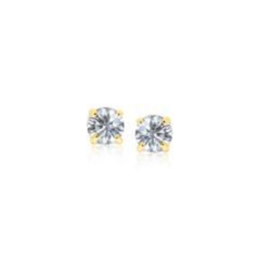 Picture of 14k Yellow Gold Stud Earrings with White Hue Faceted Cubic Zirconia