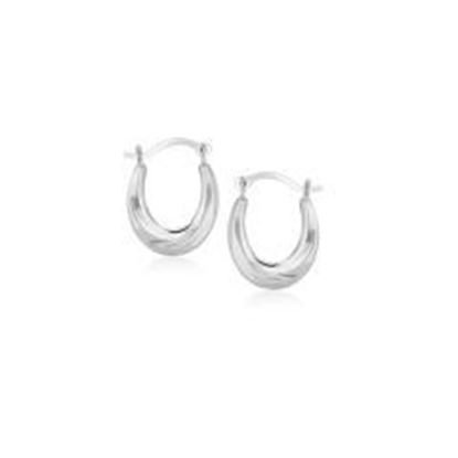 Picture of 10k White Gold Oval Hoop Earrings