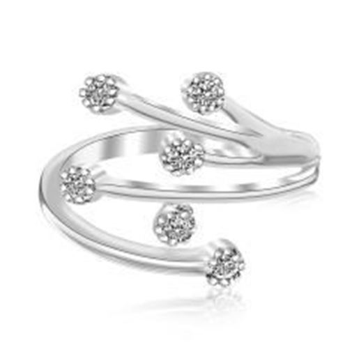 Picture of Sterling Silver Rhodium Finished White Cubic Zirconia Embellished Toe Ring