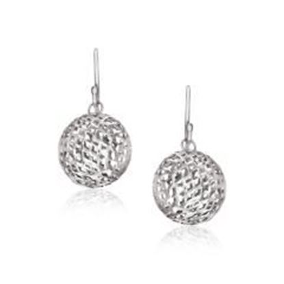 Изображение Sterling Silver Round Drop Earrings with Mesh Design