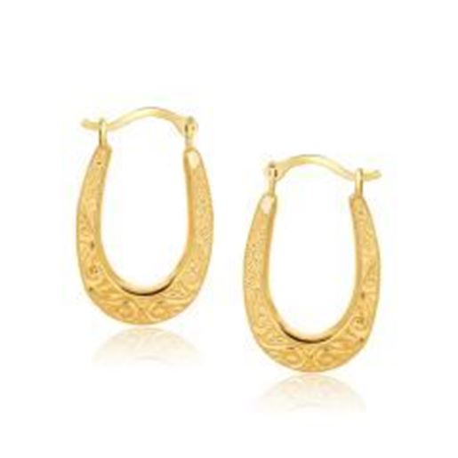 Picture of 10k Yellow Gold Fancy Oval Hoop Earrings