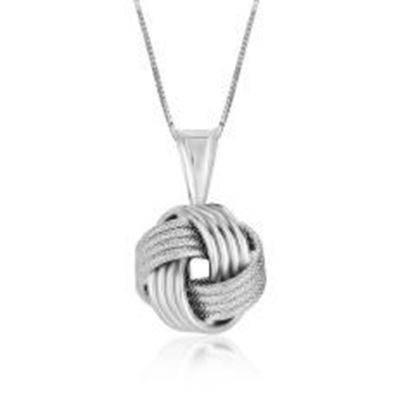 Foto de Sterling Silver Pendant with a Ridge Textured Love Knot Design: 18 inches