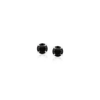 Picture of 14k White Gold Stud Earrings with Black 4mm Cubic Zirconia