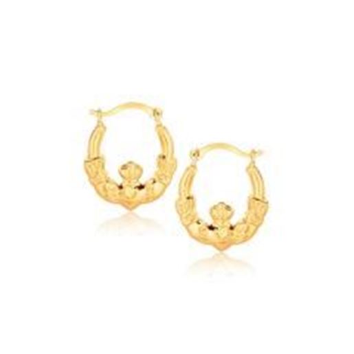 Picture of 10k Yellow Gold Claddagh Hoop Earrings