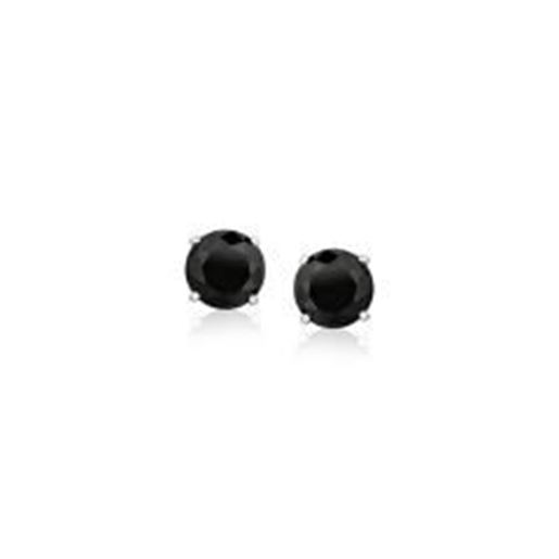 Picture of 14k White Gold Stud Earrings with Black 5mm Faceted Cubic Zirconia