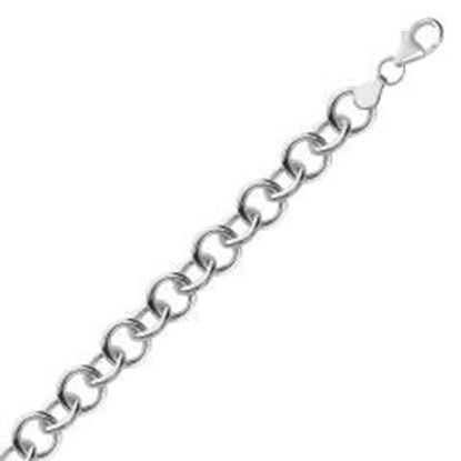 图片 Sterling Silver Rolo Style Polished Charm Bracelet with Rhodium Plating: 7.25 inches