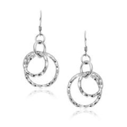 Picture of Sterling Silver Dangling Earrings with Dual Textured Circles