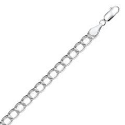 Изображение Sterling Silver Small Ridged Circular Chain Bracelet with Rhodium Plating: 7.25 inches