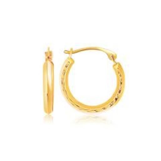 Picture of 14k Yellow Gold Hoop Earrings with Textured Detailing