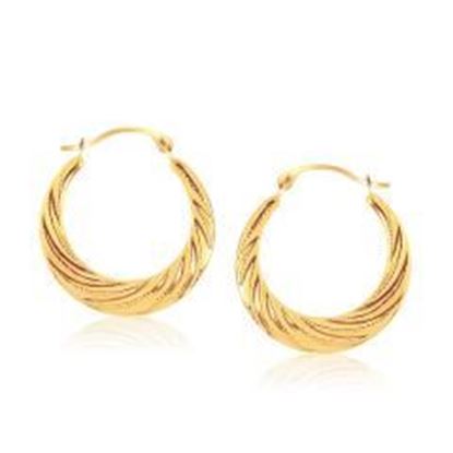 Picture of 10k Yellow Gold Textured Graduated Twist Hoop Earrings