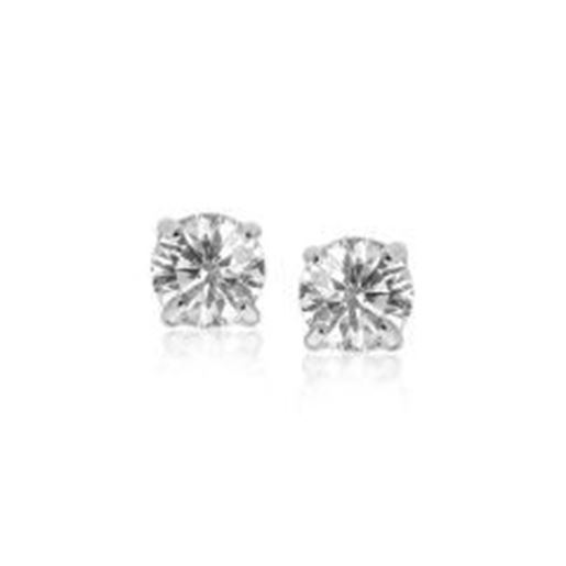 Picture of 14k White Gold Stud Earrings with White Hue Faceted Cubic Zirconia