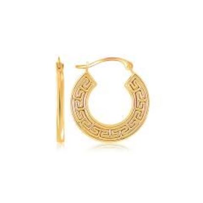 Picture of 10k Yellow Gold Greek Key Small Hoop Earrings