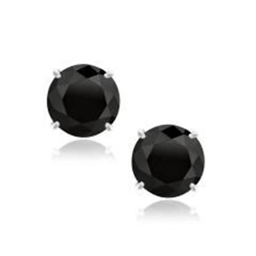 Picture of 14k White Gold 8.0mm Round Black CZ Stud Earrings