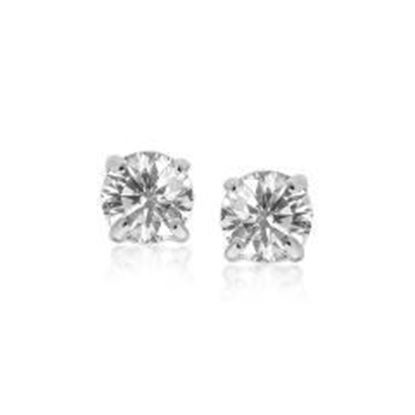 Picture of 14k White Gold Stud Earrings with White Hue Faceted Cubic Zirconia