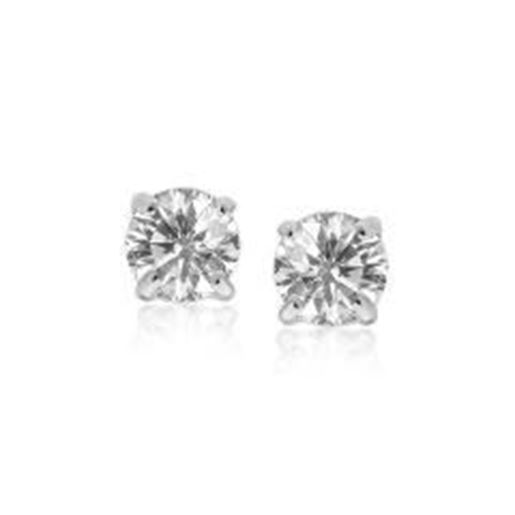 Picture of 14k White Gold Stud Earrings with White Hue Faceted Cubic Zirconia