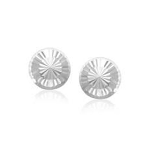 Picture of 14k White Gold Textured Flat Style Stud Earrings