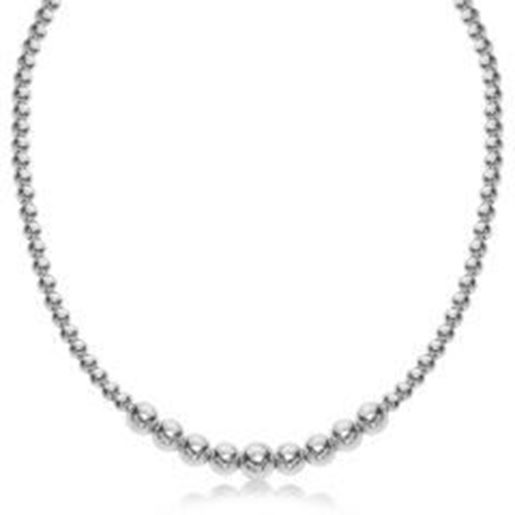 Picture of Sterling Silver Rhodium Plated Graduated Motif Polished Bead Necklace: 17 inches