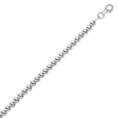 Picture of Sterling Silver Rhodium Plated Bracelet with a Polished Bead Motif (8mm): 7.5 inches