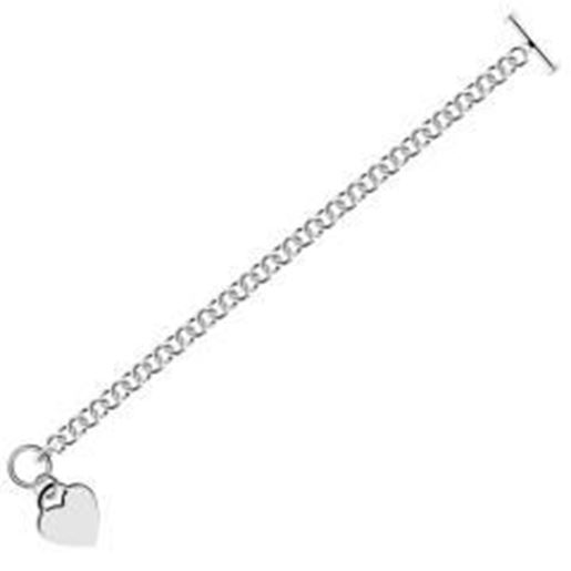 Picture of Sterling Silver Rhodium Plated Rolo Chain Bracelet with a Heart Charm: 7.25 inches