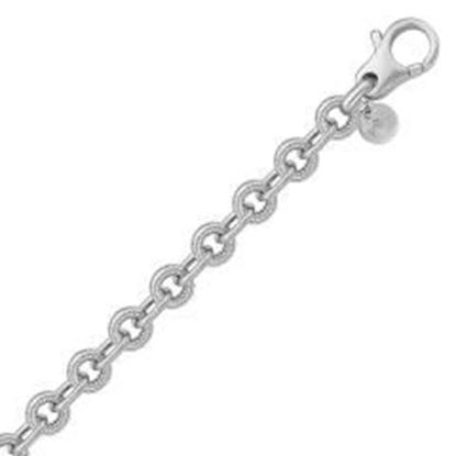 图片 Sterling Silver Round Motif Cable Design Chain Link Bracelet: 7.5 inches