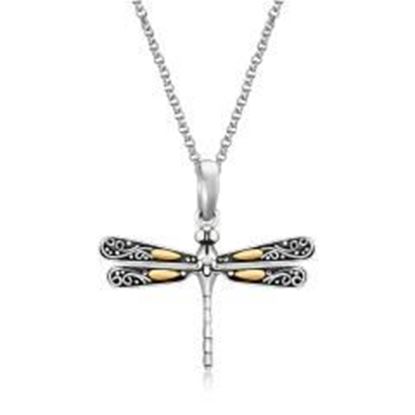 Picture of 18k Yellow Gold and Sterling Silver Pendant in a Dragonfly Design: 18 inches