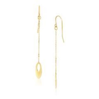 Picture of 14k Yellow Gold Cutout Oval Chain Dangling Earrings