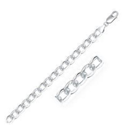 Picture of Rhodium Plated 7.2mm Sterling Silver Curb Style Chain: 22 inches