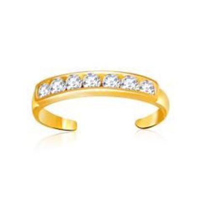 Picture of 14k Yellow Gold Pave Set Cubic Zirconia Toe Ring