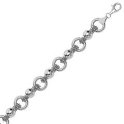 Picture of Sterling Silver Multi Strand Bead Chain Bracelet with Rings and Rhodium Plating: 7.5 inches