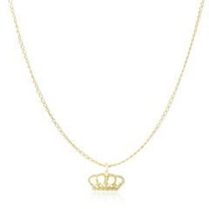 Picture of 14k Yellow Gold Textured Crown Design Pendant: 18 inches