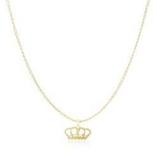 Picture of 14k Yellow Gold Textured Crown Design Pendant: 18 inches