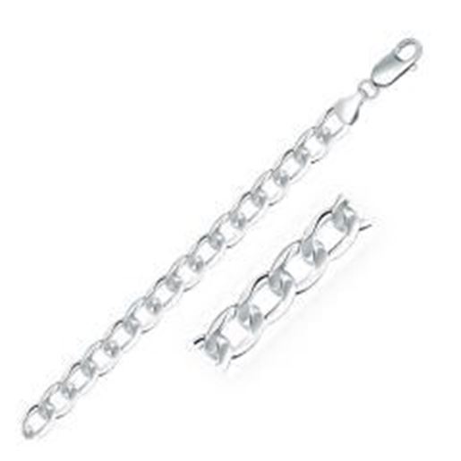 Picture of Rhodium Plated 7.9mm Sterling Silver Curb Style Chain: 20 inches