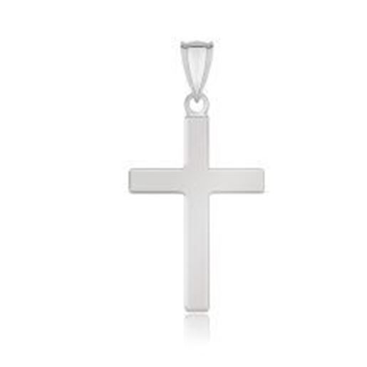 Picture of 14k White Gold Flat Design Cross Pendant