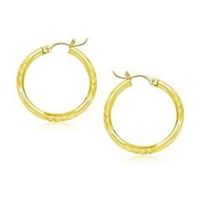 Picture of 14k Yellow Gold Diamond Cut Hoop Earrings (20mm)