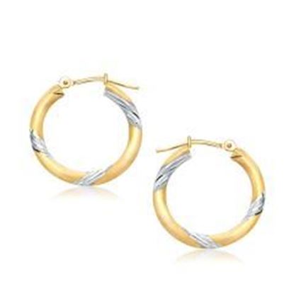 Picture of 14k Two Tone Gold Polished Hoop Earrings (20 mm)