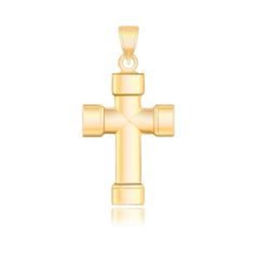 Picture of 14k Yellow Gold Cross Pendant with Block Like Ends